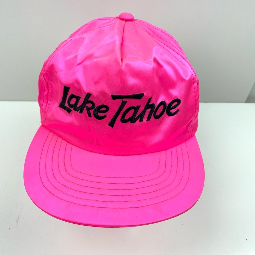 Vintage Lake Tahoe Embroidered Hot Pink Snapback Nylon Hat